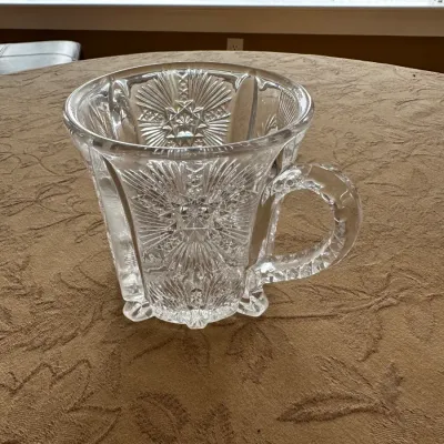 Pressed-Glass Hobstar Punch Cups and plates (~2)