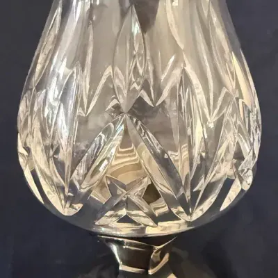 Vintage Waterford Crystal Lismore Hurricane Candleholder with Brass Base – 8”