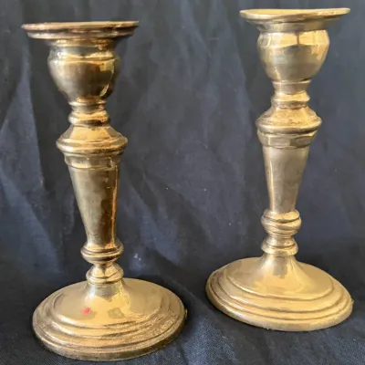 Pair of Vintage E.P. Brass Taper Candlesticks – Made in India