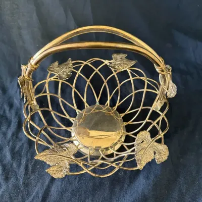 Vintage Godinger Silver-Plated Grapevine Wire Fruit Basket with Double Handles