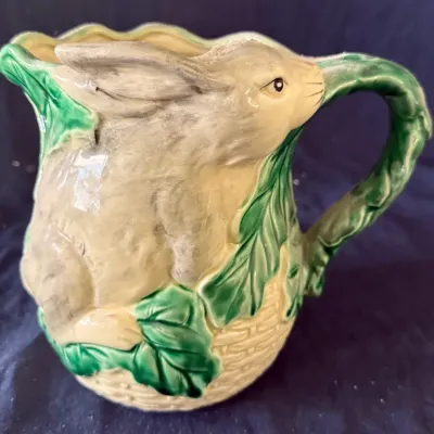 Vintage Takahashi San Francisco Hand-Painted Rabbit & Cabbage Pitcher – Japan