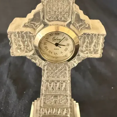 Galway Irish Crystal Celtic Cross Quartz Desk Clock