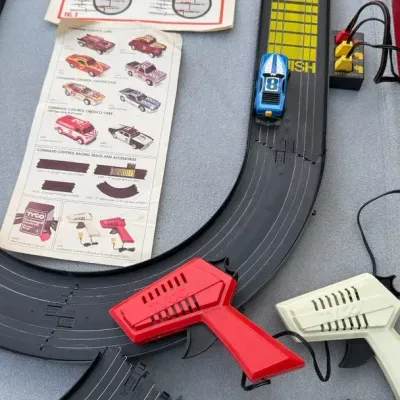 Vintage TYCO Command Control Slot Car Racing Set with Track, Cars & Controllers