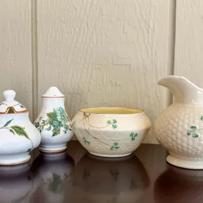 Vintage Irish & English Fine China Tableware Collection -  Belleek & Crown Staffordshire (5 pcs)