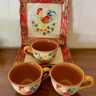 Baja Rooster Ceramic Dinnerware Set – 7 Pieces