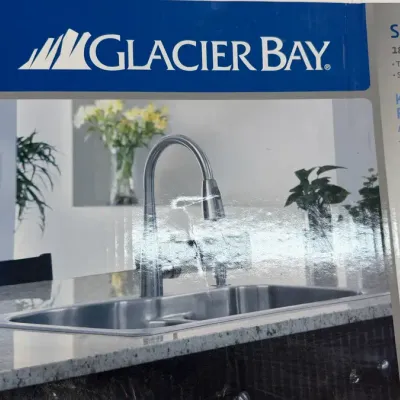 NEW Glacier Bay Stainless Steel Double-Basin Sink & Faucet Kit