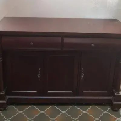 Traditional Dark Wood Buffet Sideboard Cabinet