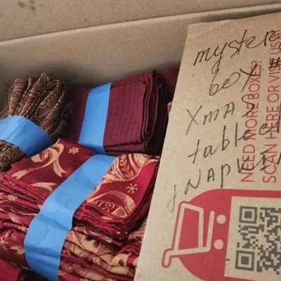 Mystery Medium Box: Christmas & Thanksgiving Tablecloths and Matching Napkins 