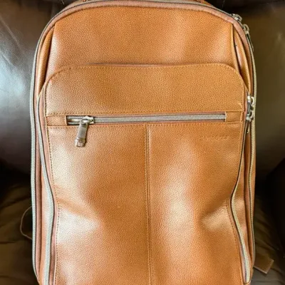 Samsonite Faux Leather Business & Travel Backpack – Rich Brown