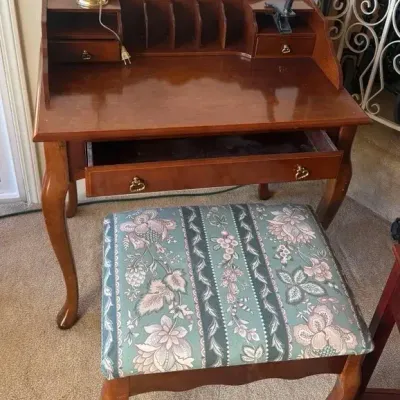 The Bombay Company Writing Desk & Upholstered Chair