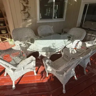 Hampton Bay Patio Dining Set W/Glass-Top Table (7 Pcs)