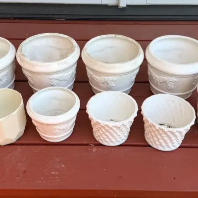 Lot Of 10 Ceramic Planters – Grapevine & Textured Designs
