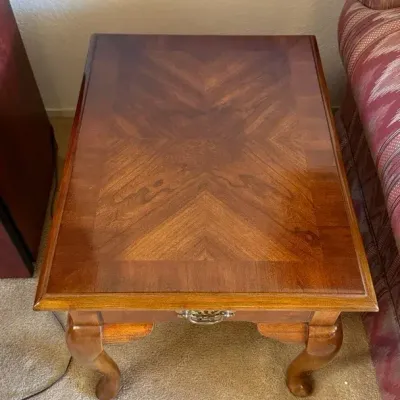 Pair of Traditional Wood End Tables with Drawers