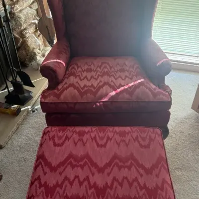 Fairfield Traditional Wingback Chair with Matching Ottoman