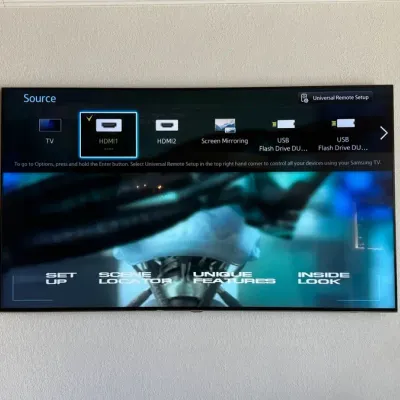 Samsung 75” H7150 1080p 3D Smart LED TV with Funai DVD/VCR Recorder & Toshiba Blu-ray Player 