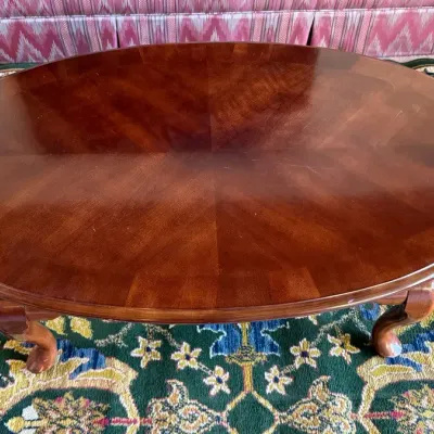 Oval Wood Coffee Table with Cabriole Legs