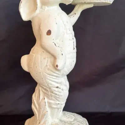 Vintage Cast Iron Rabbit Butler Pedestal Tray