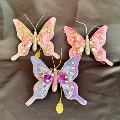 Katherine’s Collection Embellished Butterfly Ornaments  Set of 3