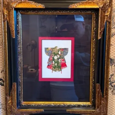 Framed Japanese Kimono Textile Art -  Abreu Gallery