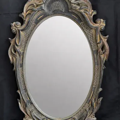 Ornate Baroque-Style Oval Wall Mirror
