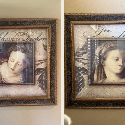 Pair of Ren-Wil Framed Classical Female Portraits – Made in Canada