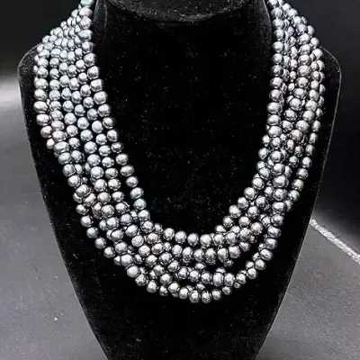 EXEX By Claudia Agudelo Multi-strand Peacock Pearl Necklace And A Dragon Brooch
