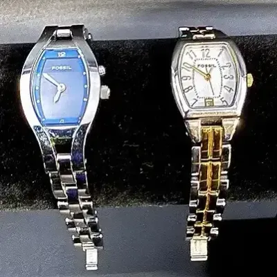 Two Ladies Bracelet-Style Fossil Dress Watches