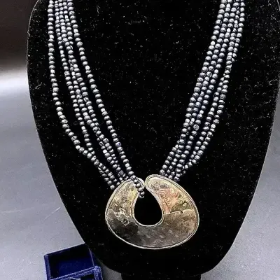 Multi-Strand India Ethnic Necklace And Stauer Sterling Silver Sapphire Ring