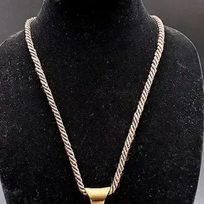 Bronze Ethnic Pendant Necklace & Sterling Silver Clip-on Earrings