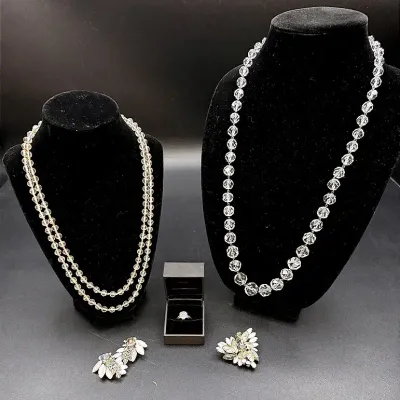 Vintage Costume Jewelry Featuring A Mid-Century Cluster Brooch And Clip-on Earring Set