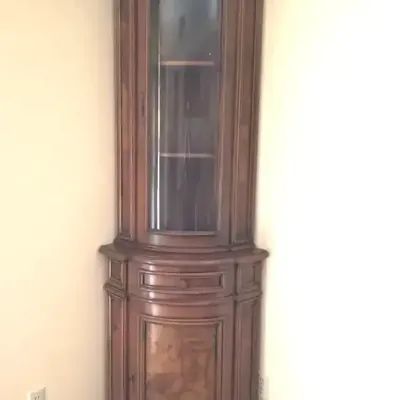 Barrel Shaped Corner Curio Cabinet 
