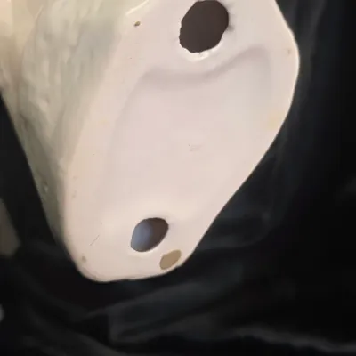 Large Glossy White Ceramic Cockatoo Parrot Figurine on Tree Stump Branch