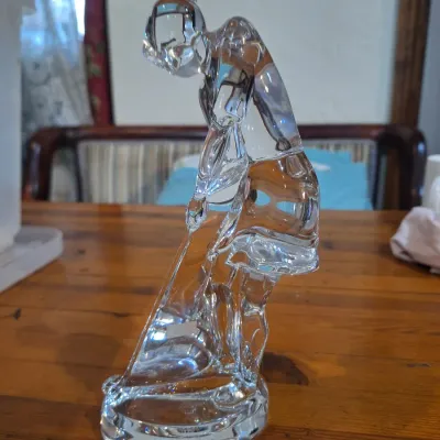 Baccarat Clear Crystal Golfer Figurine – Golf Player Sculpture – France