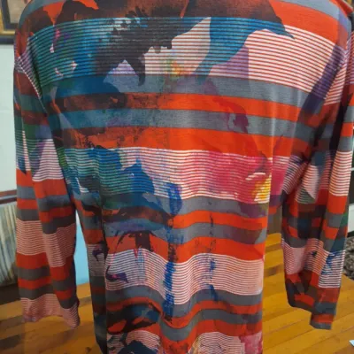 Cubism Los Angeles XL Multicolor Abstract Striped 3/4 Sleeve Tunic Top