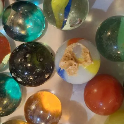 Vintage Mixed Glass Marble Lot Large Shooters Swirls Cat’s Eyes Solid Colors