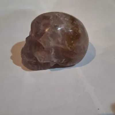 Carved Purple Amethyst Quartz Crystal Skull Figurine Mineral Stone