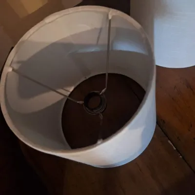 Pair of White Linen Drum Lamp Shades – Set of 2