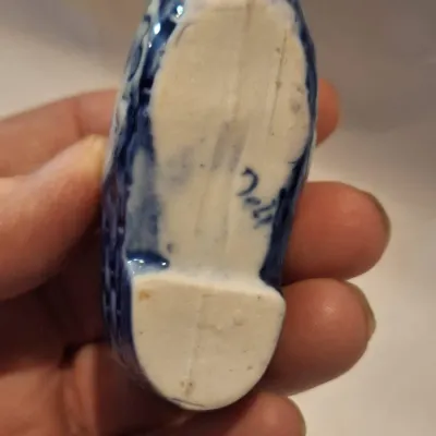 Vintage Blue & White Porcelain Dutch Shoe Clog Miniature Planter Sailboat Windmill Delft Style