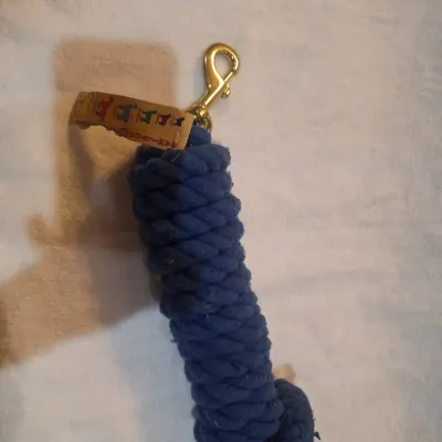 Hamilton Products Blue Cotton Braided Horse Lead Rope with Brass-Tone Snap
