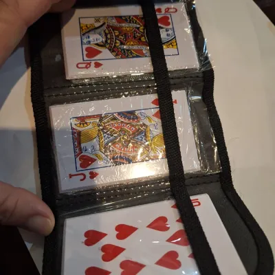 5 Metal Playing Cards 10 Through Ace of Hearts with Folding Display Case