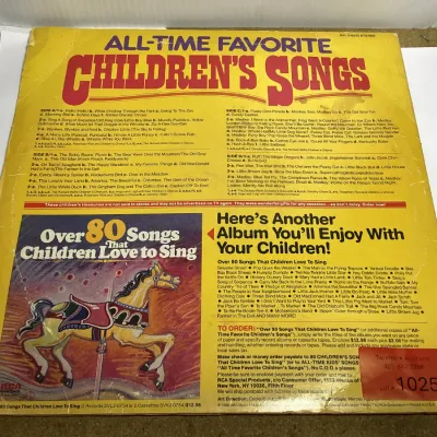 Vintage 1988 RCA All-Time Favorite Children's Songs 2-LP Vinyl Record Set SVL2-0823