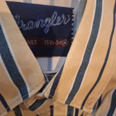 Lot of 6 Men's Long Sleeve Button-Up Shirts Wrangler Stetson Carhartt Homestead Striped Plaid