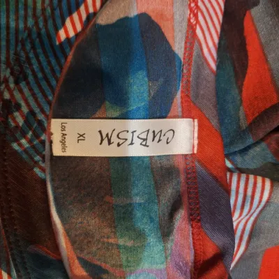 Cubism Los Angeles XL Multicolor Abstract Striped 3/4 Sleeve Tunic Top