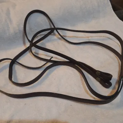 Vintage Western Brown Leather Split Reins Pair with Concho Ends – Horse Tack