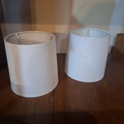 Pair of White Linen Drum Lamp Shades – Set of 2