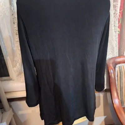Coldwater Creek Women’s Black Asymmetrical Neck 3/4 Sleeve Stretch Top Size Large