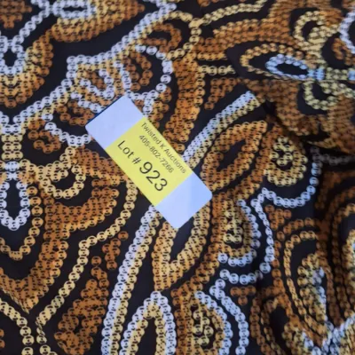 Chico’s Size 2 Brown Black Gold White Medallion Print 3/4 Sleeve Tunic Top – Approx XL