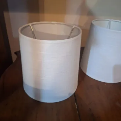 Pair of White Linen Drum Lamp Shades – Set of 2