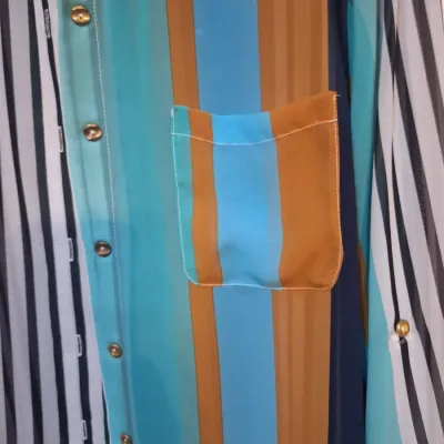 Audrey Ann Women’s Size 13/14 Multicolor Striped Sheer Button Front Blouse