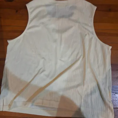BonWorth Women's XL Petite Ivory Ribbed Sleeveless Top Rhinestone Square Neck